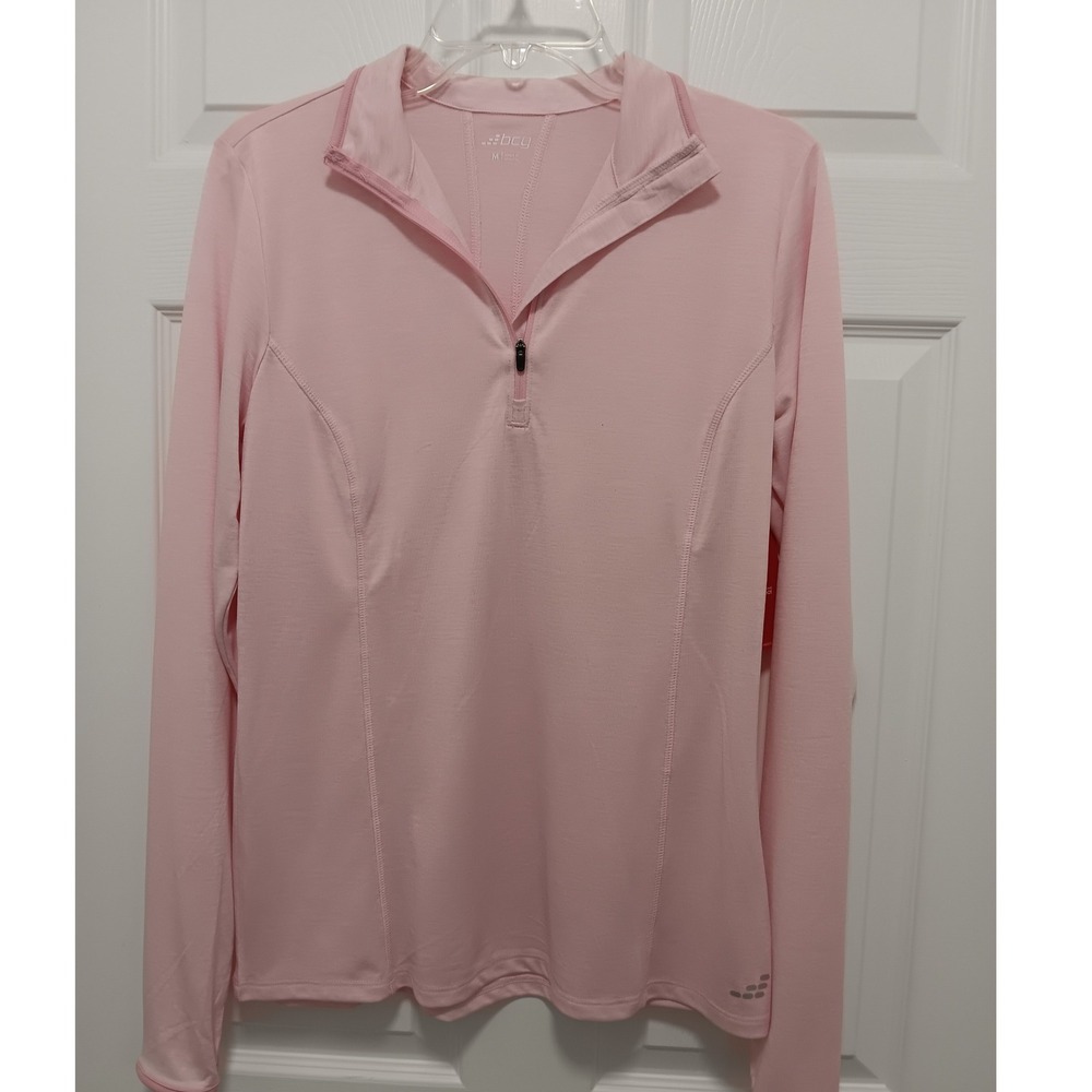 BCG Womens LS Digi Turbo 1/4 Zip Pullover Cameo Pink Training Top Size M NEW